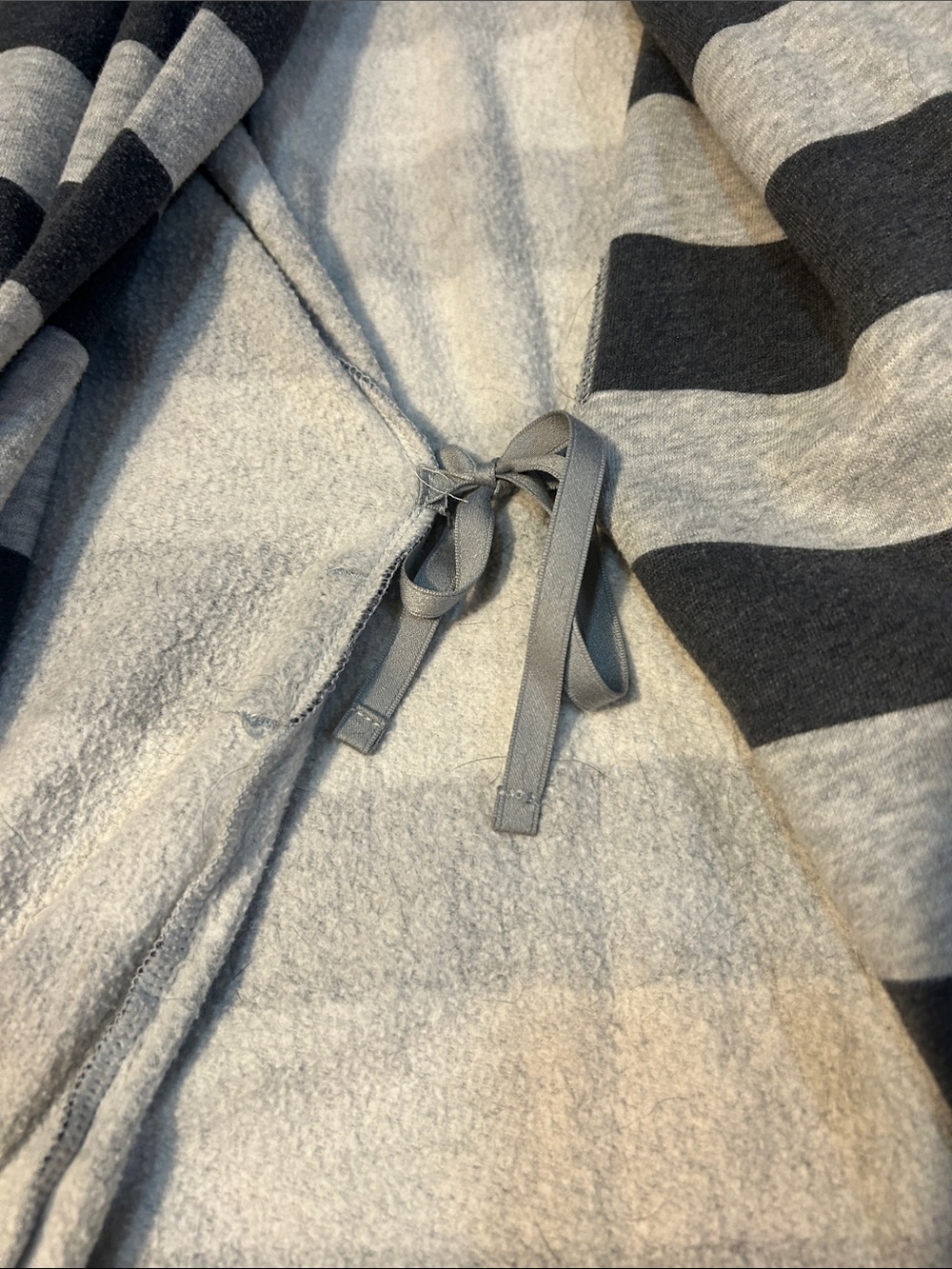 aerie Hooded Striped Robe Cardigan in Black and Gray - Picture 3 of 4